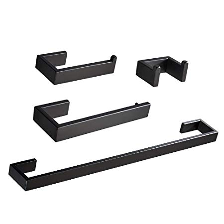 Bathroom Hardware Set Matte Black Stainless Steel Wall Mounted 4-Piece Bathroom Accessories