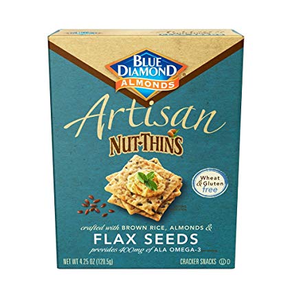 Blue Diamond Almonds Artisan Nut-Thins Cracker Crisps, Flax Seeds, 4.25 Ounce