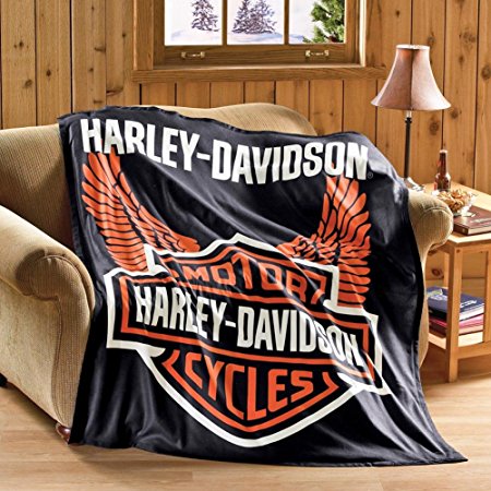 Collections Etc - Harley Davidson Fleece Throw Blanket