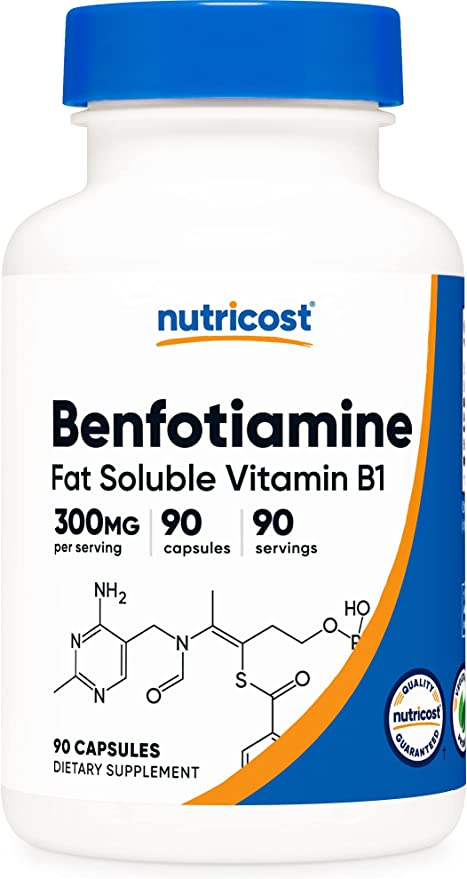 Nutricost Benfotiamine 300mg, 90 Capsules - Gluten Free, Non-GMO, and Vegetarian Friendly