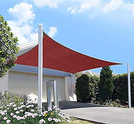 diig Patio Sun Shade Sail Canopy, Rectangle Shade Cloth Block Sunshade Fabric - Outdoor Cover Awning Shelter for Pergola Backyard Garden Yard (10' x 14' Rectangle, Red)