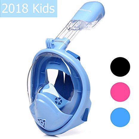 Full Face Snorkel Mask, 180 degree Easy Breathe for Adult and Kids with Anti-Fog and Anti-Leak (2018 Advanced Version)