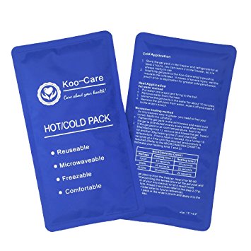 Koo-Care Flexible Gel Ice Pack for Hot Cold Therapy - Set of 2 - Great for Migraine Relief, Sprains, Muscle Pain, Bruises, Injuries (Medium, 11" × 5.9")
