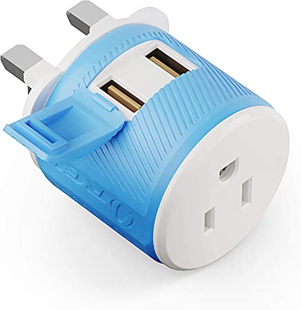 Orei U2U-7 UK, Ireland, Dubai Travel Plug Adapter - Dual USB - Surge Protection - Type G