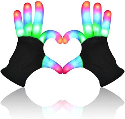Light Up Gloves - LED Light Gloves for Kids/Teenager/Adult, Light Up Gloves for Party, Flashing Finger Lighting Gloves Cool Toys Gift for Halloween Christmas Thanksgiving Birthday Glow Party Favor