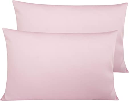 NTBAY 500 Thread Count Cotton Queen Pillowcases, Super Soft and Breathable Envelope Closure Pillow Cases, 20 x 30 Inches, Pink