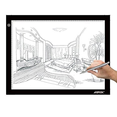 AGPtek 17"(A4 Size) Tracing Light Box LED Artcraft Tracing Light Pad Light Box Stepless brightness control with memory function For Artists, Drawing, Sketching, Animation - White