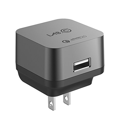 X1,1Port USB Wall Charger, Rapid charging [Qualcomm Certified] 18W Foldable Travel Wall Charger with Qualcomm Quick Charge 2.0 Quick charge for Apple, Samsung, Android Devices &More (LABC-595-GR)