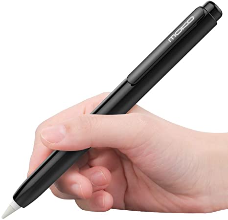 MoKo Holder Case Compatible with Apple Pencil 2nd Generation, Retractable Tip Protection Secures Cap, Protective Cover with Sturdy Clip for iPad Pro 11/12.9 inch 2020 and 2018 Pencil - Black