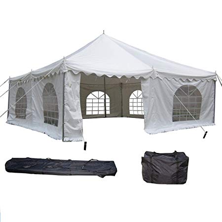 DELTA Canopies 20'x20' PVC Pole Tent - Heavy Duty Wedding Party Canopy Shelter White - with Storage Bags