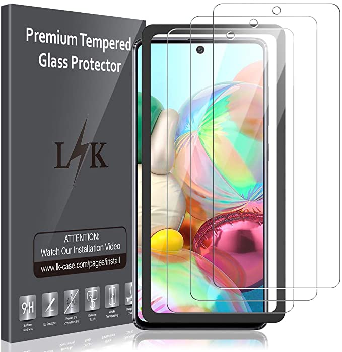 LK [3 Pack] Screen Protector for Samsung Galaxy A71, [Tempered Glass][Case Friendly] Double Defence [Alignment Frame Easy Installation]