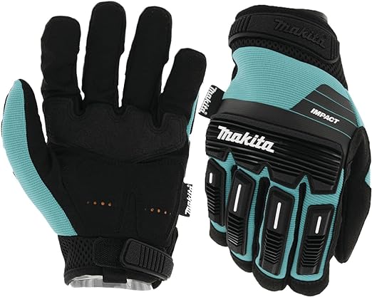 Makita Unisex T 04254 Advanced Impact Demolition Gloves Large, Teal/Black, Large US