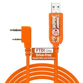 BAOFENG FTDI USB Orange Programming Cable for UV-5R BF-F8HP 5RM UV-21R UV-5G Plus K5PLUS GM-15PRO GM-5RH UV-17R AR-152 TIDRADIO TD-H3 8 Quansheng UV-K5 Ham Radio,Support Windows,Mac,Ubuntu OS