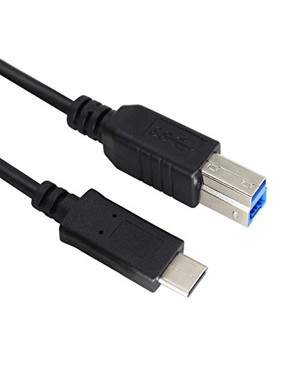 Aiposen USB3.1 Type C to Type B Cable - SuperSpeed Standard USB 3.0 Male Port With Reversible Type C Connector Design For Printer Scanner(3FT) Black
