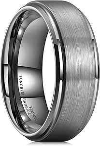 King Will Duo 8mm/10mm Mens Brushed Tungsten Carbide Wedding Band Ring Polish Finished Comfort Fit Black/Silver/Blue/Gold/Rose Gold