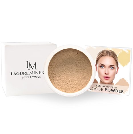 6-Color Setting Powder (03 Azure) - Best Loose Powder Foundation with Premium Face Powder - Perfect for Light to Medium Skin Tones with Yellow Undertone - Step-by-Step Setting Powder Guide Included