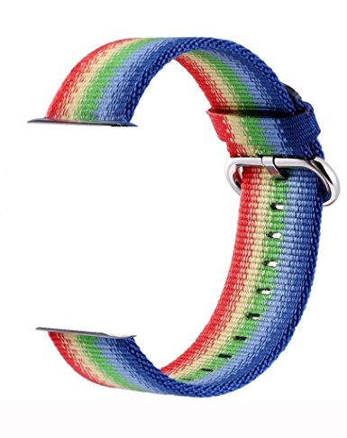Smart Watch Band, Uitee Woven Nylon Band for Apple Watch 42mm Series 1 & 2, Uniquely and Artistically Designed Replacement Strap for iWatch, Comfortably Light With Fabric-Like Feel (2017 Rainbow)