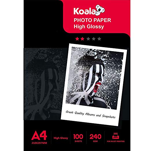 KOALA High Glossy Inkjet Photo Paper A4 Size 100 Sheets 240 GSM for Canon Hp Epson Inkjet Printer