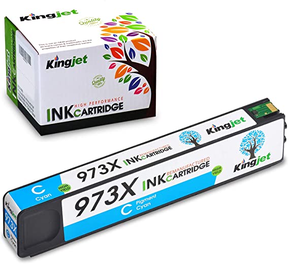 Kingjet 973 Inks Replacements for HP 973X Ink Cartridges Compatible for HP Pagewide pro 452dn 452dw MFP 477dn 477dw 552dw MFP 577dw 577z,HP PageWide Managed P55250dw MFP P57750dw (HP F6T81AE 1 Cyan)
