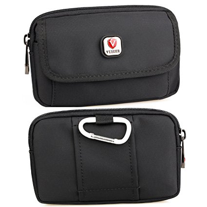 VIIGER Multipurpose Horizontal Smartphone Pouch Cell Phone Holster Cellphone Bag Belt Pouches for Men with Belt Loop Carabiner Belt Clip Bag for iPhone 6S 7 Plus Samsung Galaxy S8 Plus, black