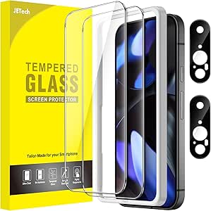 JETech Screen Protector for Google Pixel 9 with Camera Lens Protector, Easy Installation Tool, Fingerprint Compatible, Tempered Glass Film, HD Clear, 2-Pack Each