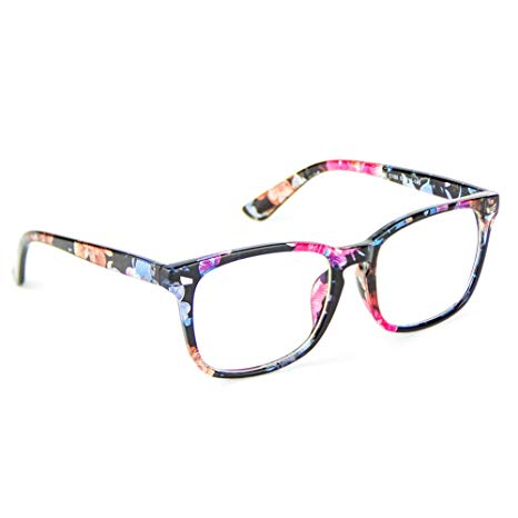 Cyxus Blue Light Blocking Glasses with Anti Eyestrain Floral Print Frame Eyewear