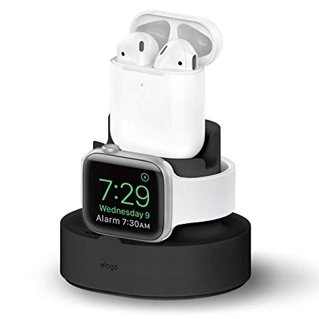 elago Mini Charging Hub (Black) - Compatible with Apple Watch 5 4 3 2 1, AirPods 2/1, iPhone 11 Pro Max/11 Pro/11/Xs Max/XR/XS and More (Cables not Included), Dual Charging Stand