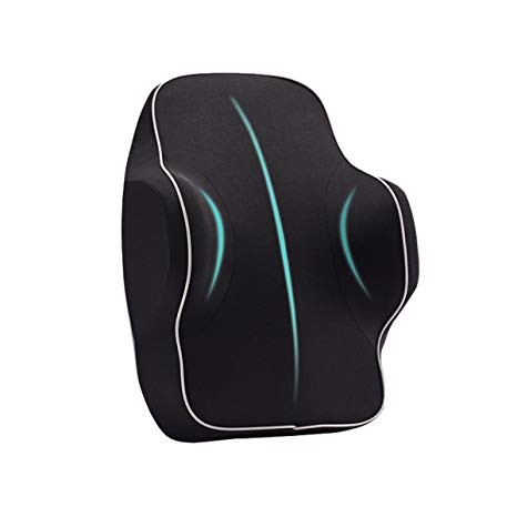 Anyshock Lumbar Support Pillow, Memory Foam Back Cushion Car Lumbar Pillow for Office Desk Chair Car Seat Ergonomic Design Adjust Sitting Position Relief Pain of Back/Spine (Lumbar Support-Black)