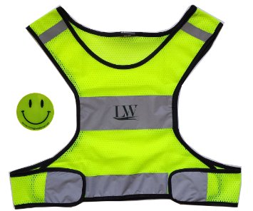 LW Reflective Running Vest with Bonus Sticker Gear for Biking Walking Cycling Jogging