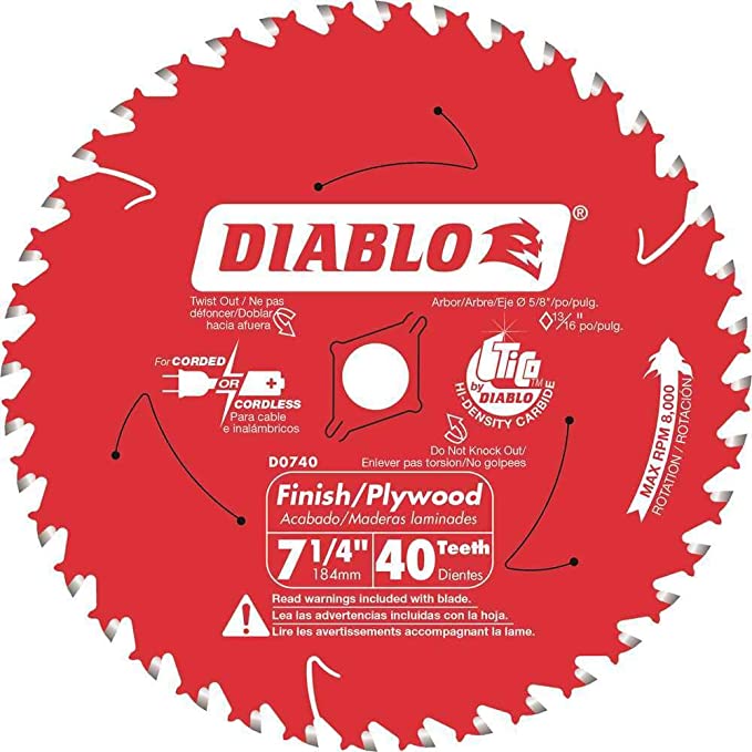 Diablo 7-1/4 in. x 40 Tooth Carbide Circular Saw Blade