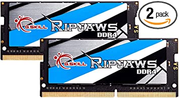 G.Skill RipJaws Series 64GB (2 x 32GB) 260-Pin SO-DIMM PC4-21300 DDR4 2666 CL18-18-18-43 1.20V Dual Channel Memory Model F4-2666C18D-64GRS