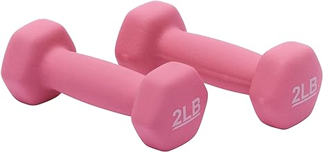 Amazon Basics Neoprene Coated Dumbbell Hand Weight Set, 2lbs / 0.9kgs - Set of 2