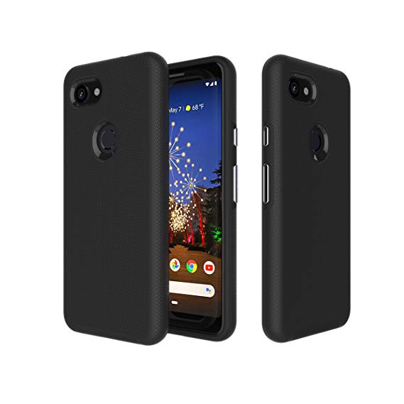 LUOLNH Compatible with Pixel 3a Case, Dual Layer Hybrid Hard PC Soft TPU Shock Absorption Bumper Non-Slip Anti-Fall Slim Protective Phone Case Cover for Google Pixel 3a 2019(Black)