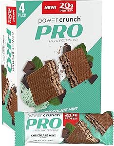 Power Crunch PRO Protein Wafer Bars, High Protein Snacks with Delicious Taste, Chocolate Mint, 2.0 Ounce (4 Count)