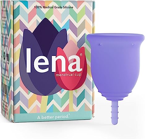 Lena Menstrual Cup - Reusable Period Cup - Tampon and Pad Alternative - Heavy Flow - Large - Purple