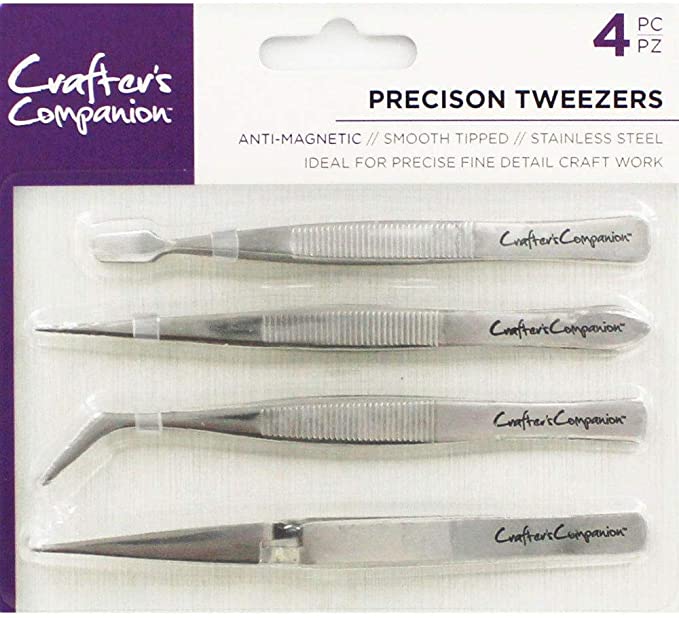 Crafter's Companion CC-Tool-TWEEZ4 Precision Tweezers/Grippers for Paper and Card Crafting Projects-Set of 4, us:one Size, White