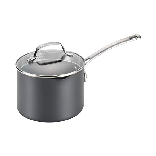 Circulon Genesis Hard-Anodized Nonstick 3-Quart Covered Straining Saucepan