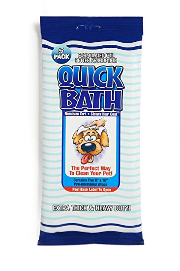 Quick Bath Dog Wipes, Reduces Odor & Bacteria with All-Natural Skin Conditioners and Cleaners, Extra Thick & Heavy Duty