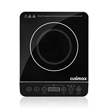 Cusimax 1800W Induction Cooktop - 10.2'' Countertop Burner with Kids Safety Lock, Timer, Temperature and 9 Power Level Controls