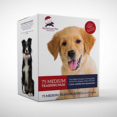 Dog Training Pee Pads Multi-Layer, Fast-Absorbing Pads Available In 30 XL Or 75 Medium Pads By Parachute Pet Products