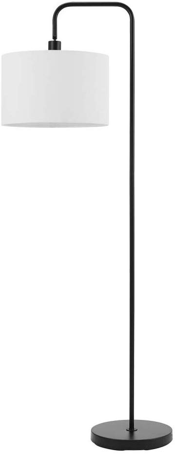 Globe Electric 67065 Barden 58" Floor Lamp, Matte Black, White Linen Shade, On/Off Socket Rotary Switch