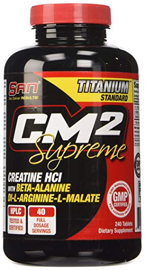SAN Nutrition CM2 Supreme Creatine Supplement with Beta-Alanine & Di-L-Arginine-L-Malate, 240 Count