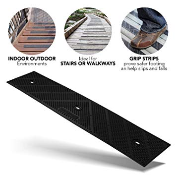 Black Grip Strip Max Stair Treads Non Slip, Screw Down, “No Adhesive” all Weather Deep Valley Abrasive Traction for Safety, Steps, Indoor Home or Outdoor Setting L 15" X W 3.25" 1/8 thickness (8 Pack)