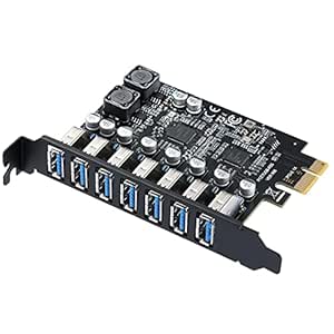 MZHOU 7 Port PCI Express Expansion Card, USB 3.0 7 Port Front Expansion Card, PCIE USB Hub Controller Adapter for Connect 7 Devices Expanded, Supports Windows 11/10/8/7 / Vista/XP (32/64-bit)