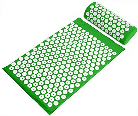 BalanceFrom Acupressure Mat and Pillow Set for Back and Neck Pain Relief and Muscle Relaxation Massage