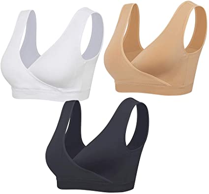 Lemef Nursing Sleep Bras Wirefree Maternity Breastfeeding Bras 3 Pack