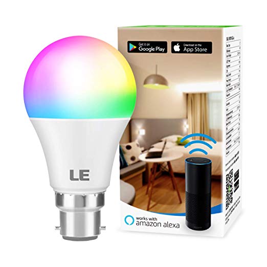 LE WiFi Smart Bulb B22, Works with Alexa, Google Home and IFTTT, Colour Changing, Dimmable LED Bayonet Bulb, No Hub Required (9W = 60W, 850lm, RGB and White 2700K - 6500K)
