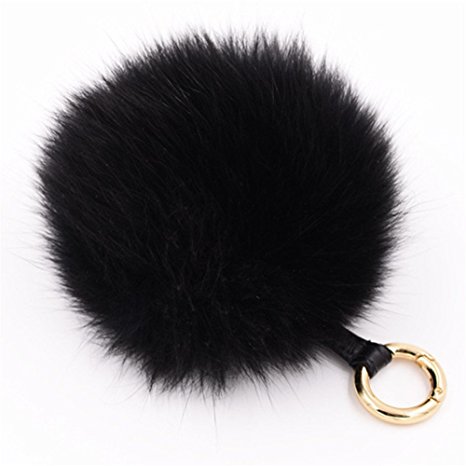 Dikoaina Large Faux Fur Pom Pom Keychain Bag Charm Fluffy Fox Fur Ball