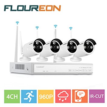 Floureon 4CH Wireless CCTV 1080P DVR Kit Outdoor Waterproof WIFI WLAN 1.3MP 720P IP Camera Security Video Recorder NVR System