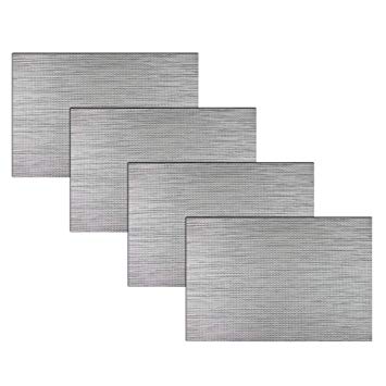 pigchcy Placemats Washable Vinyl Table Mats Elegant Kitchen Heat-Resistant Placemats for Dining Table Set of 4 (Silver)